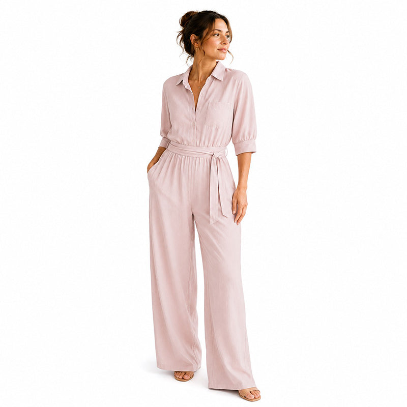 Combinaison femme style chemise avec pantalon large