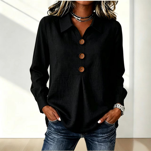 Blouse femme à col classique avec boutons décoratifs