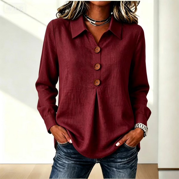 Blouse femme à col classique avec boutons décoratifs