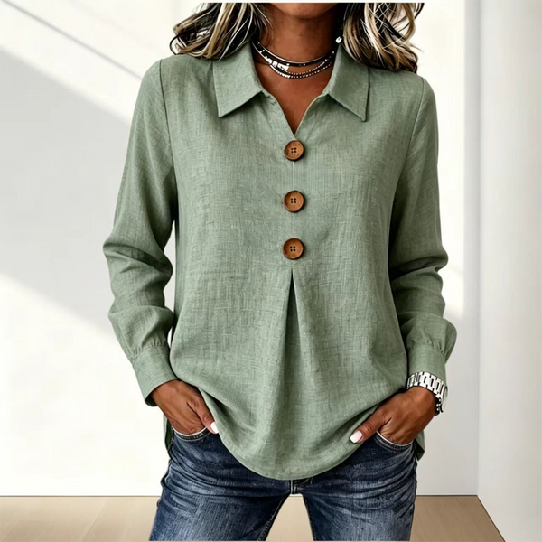 Blouse femme à col classique avec boutons décoratifs