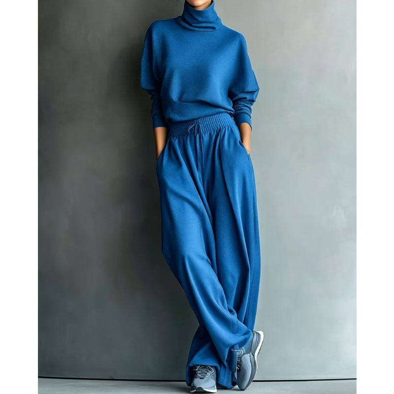 Ensemble femme avec col montant et pantalon fluide