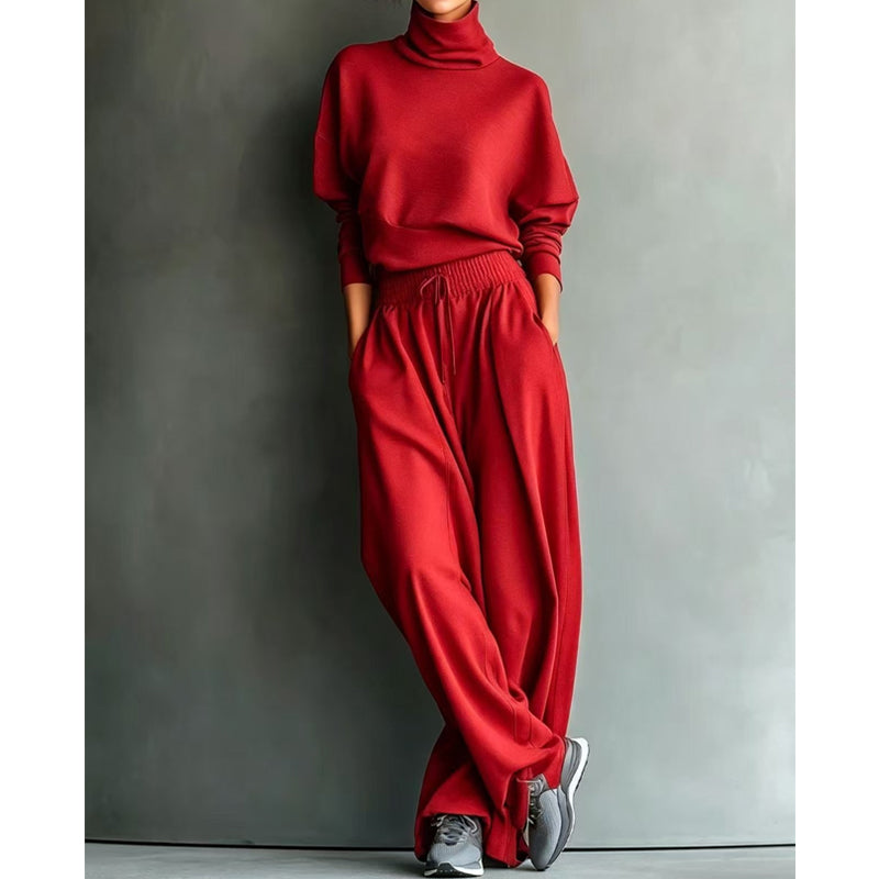 Ensemble femme avec col montant et pantalon fluide