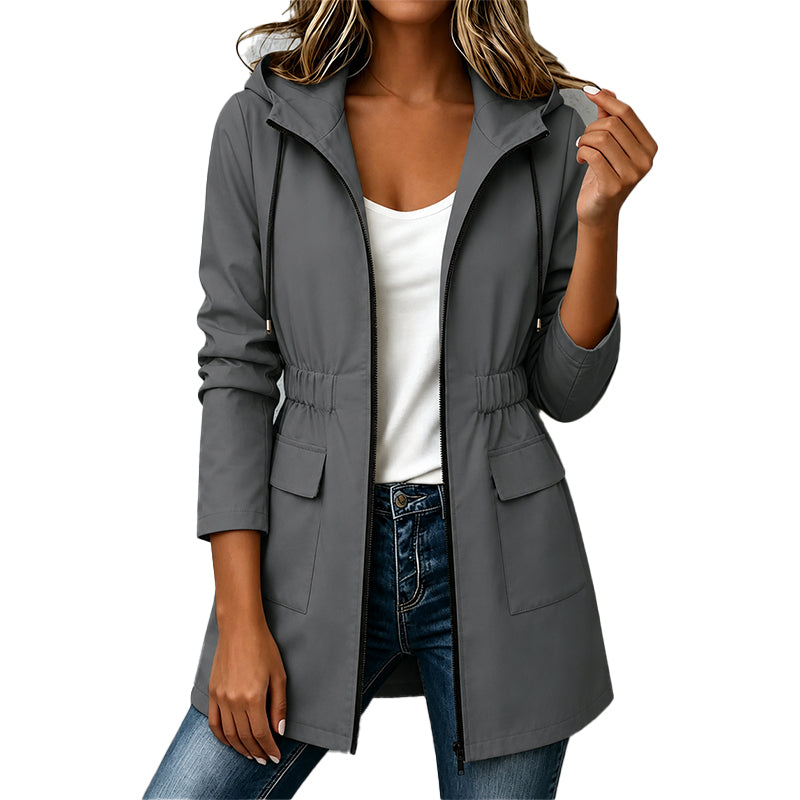 Veste imperméable femme cintrée à capuche