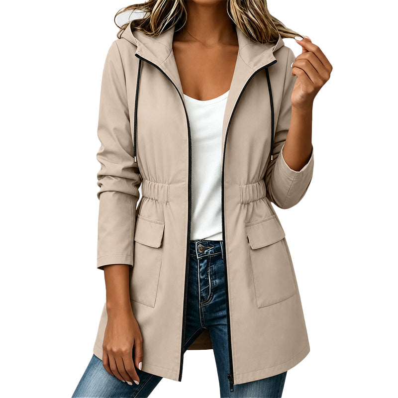 Veste imperméable femme cintrée à capuche
