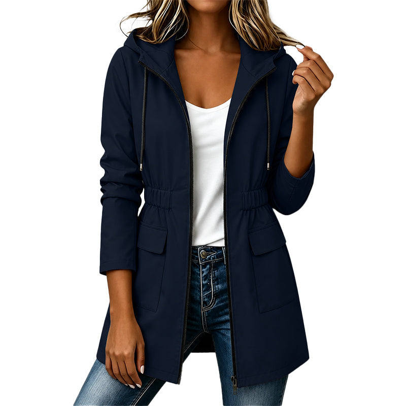 Veste imperméable femme cintrée à capuche