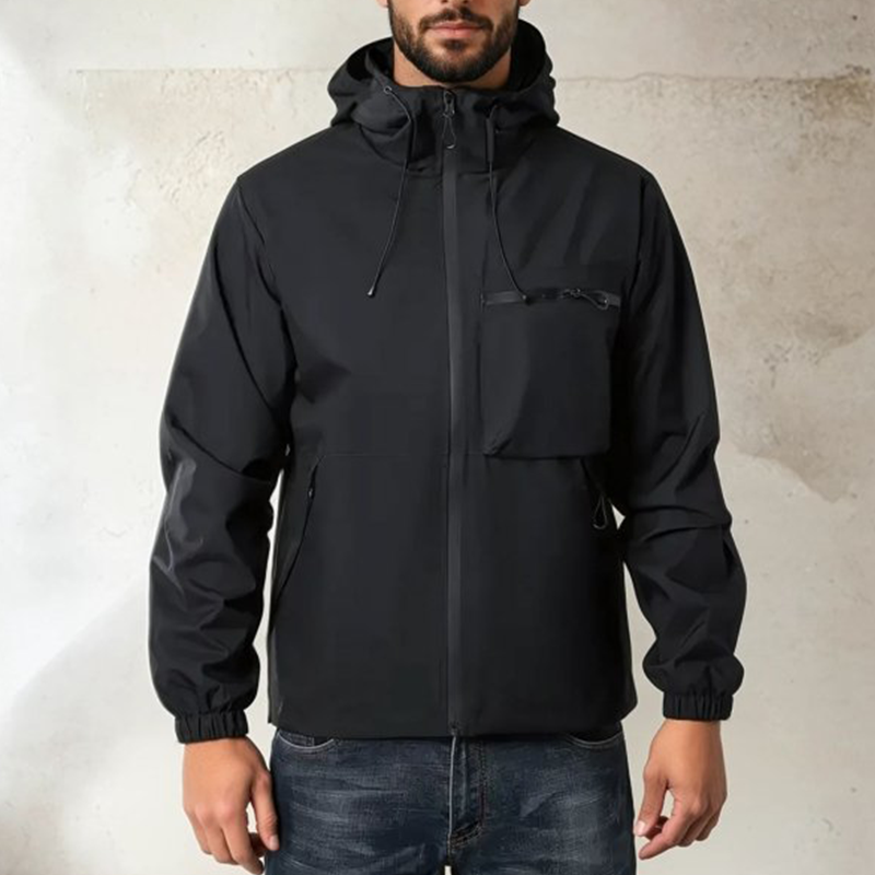 Veste imperméable homme à capuche avec poches multiples