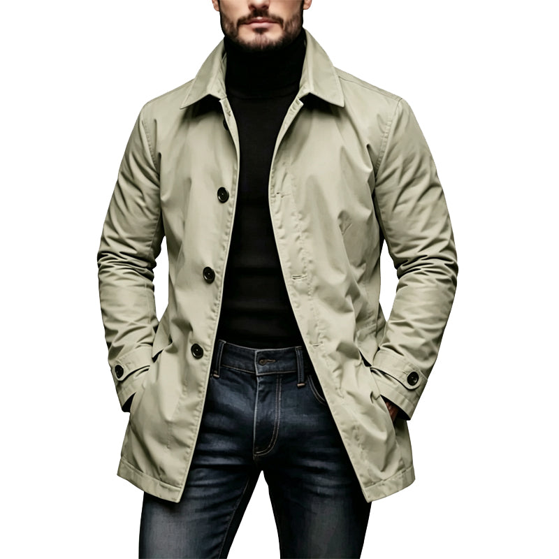 Trench homme imperméable mi-long à style urbain