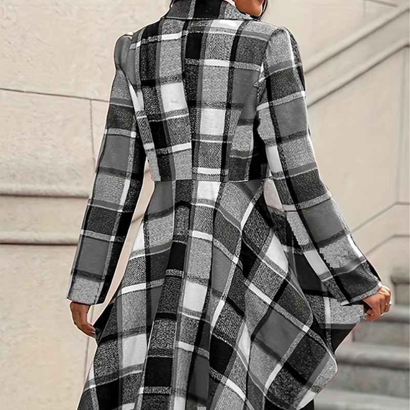 Veste peplum femme à carreaux avec ourlet asymétrique