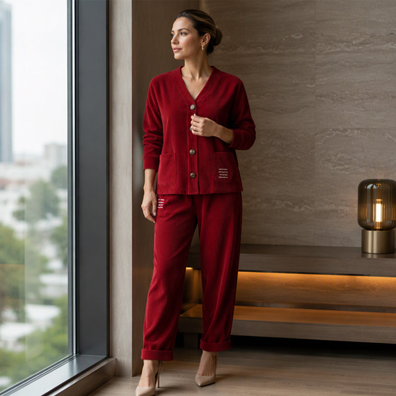 Ensemble femme en velours doux avec pantalon