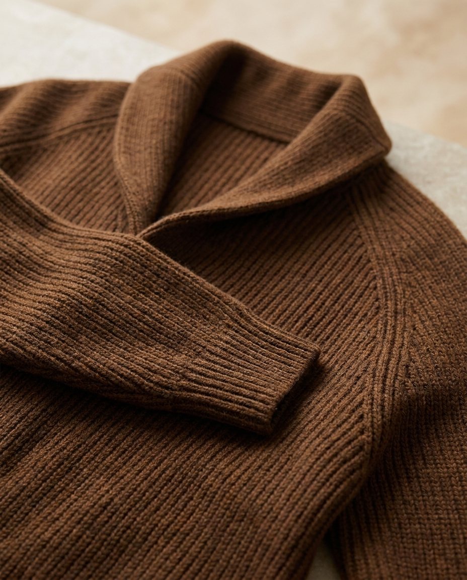 Cardigan homme en maille côtelée à col châle et boutons