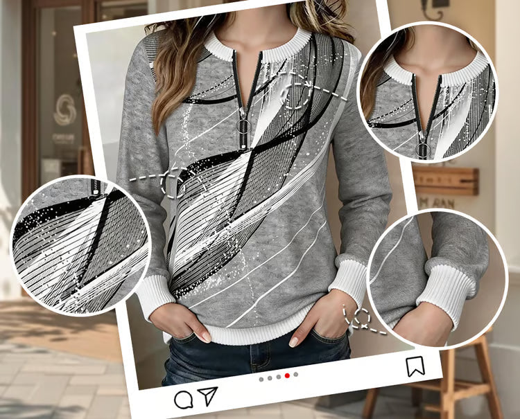 Sweat femme graphique zippé à manches longues