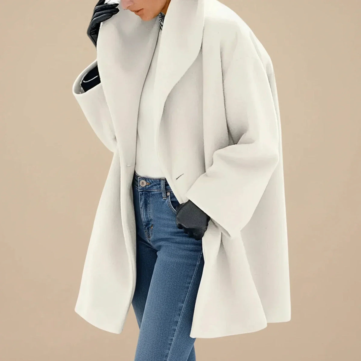 Manteau femme oversize mi-long à large col